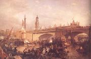 Clarkson Frederick Stanfield The Opening of London Bridge (mk25) oil on canvas